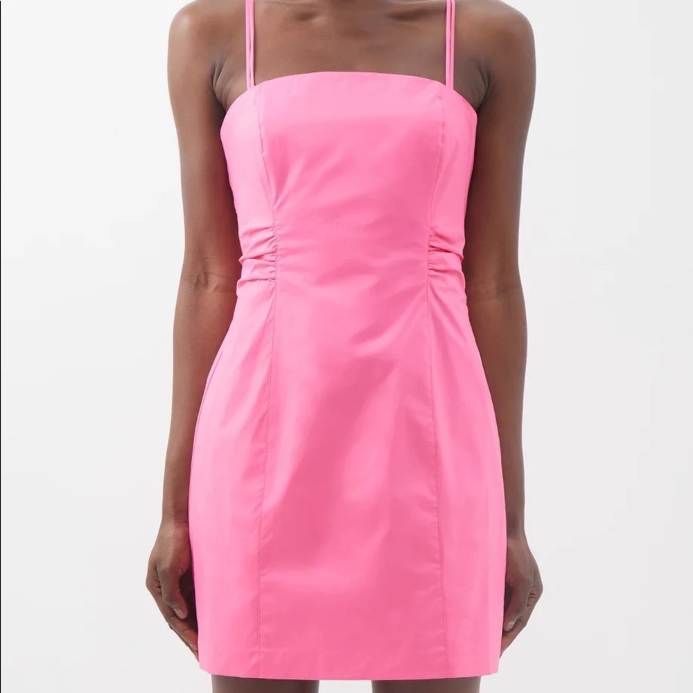 FRAME Tie Back Mini Dress in Hot Pink (Size S)